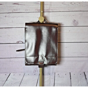 Vintage Leather Bag Brown w/ Strap Drop and Push-Button Clasp Lock Officecore